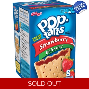 Kellogg's Unfrosted Strawberry Pop-Tarts Box of 8 Pop Tarts